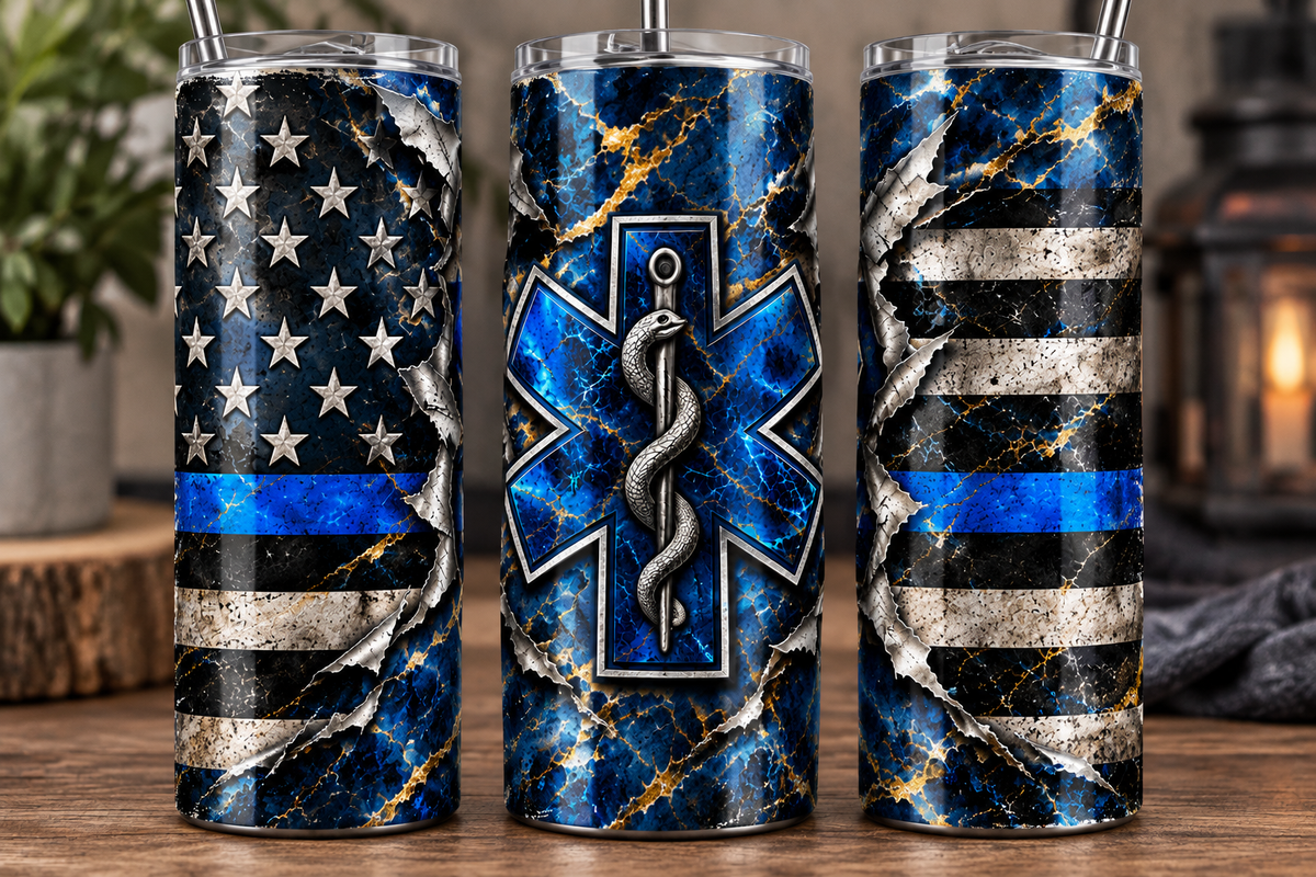 EMS Star of Life American Flag 20 oz Tumbler