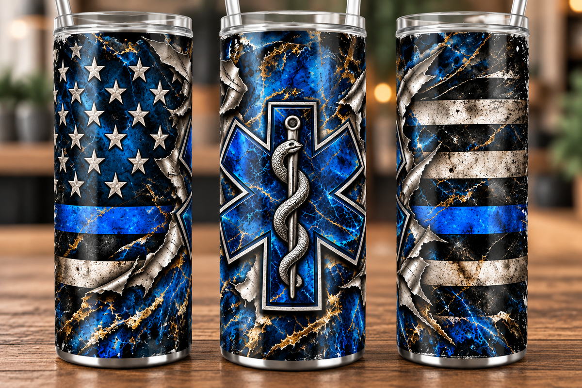EMS Star of Life American Flag 20 oz Tumbler