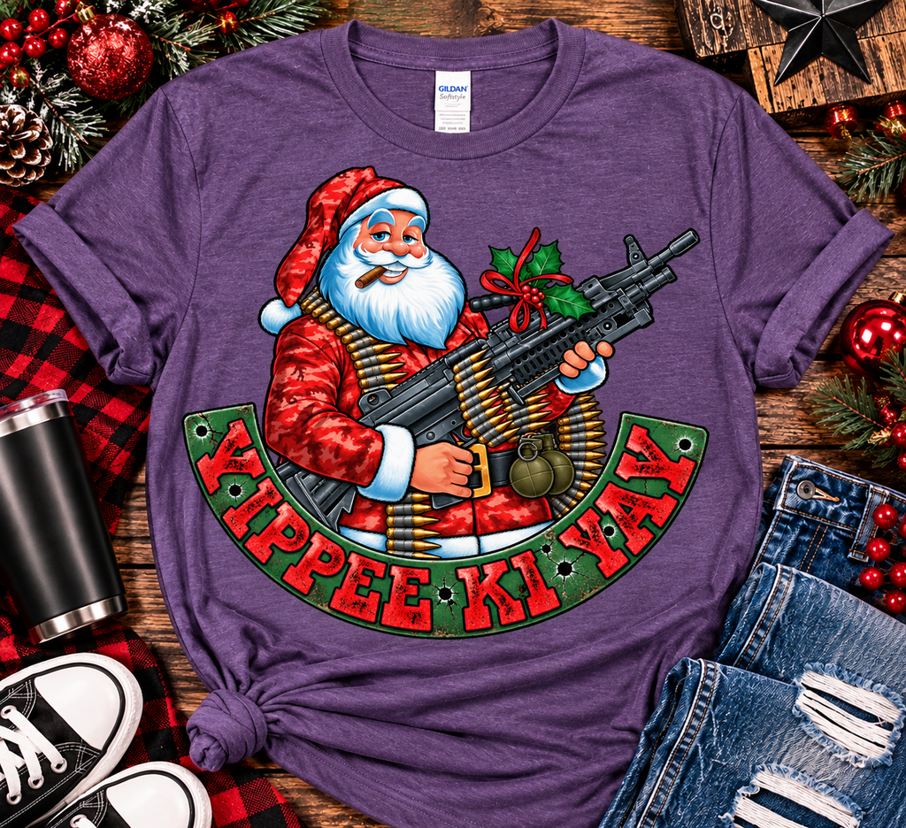 Yippee Ki Yay | Tactical Santa Christmas Graphic Tee