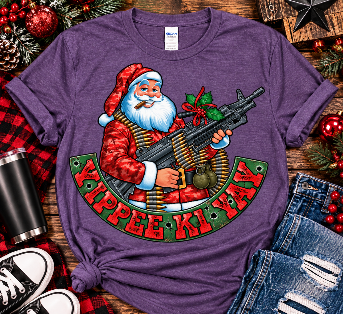 Yippee Ki Yay | Tactical Santa Christmas Graphic Tee