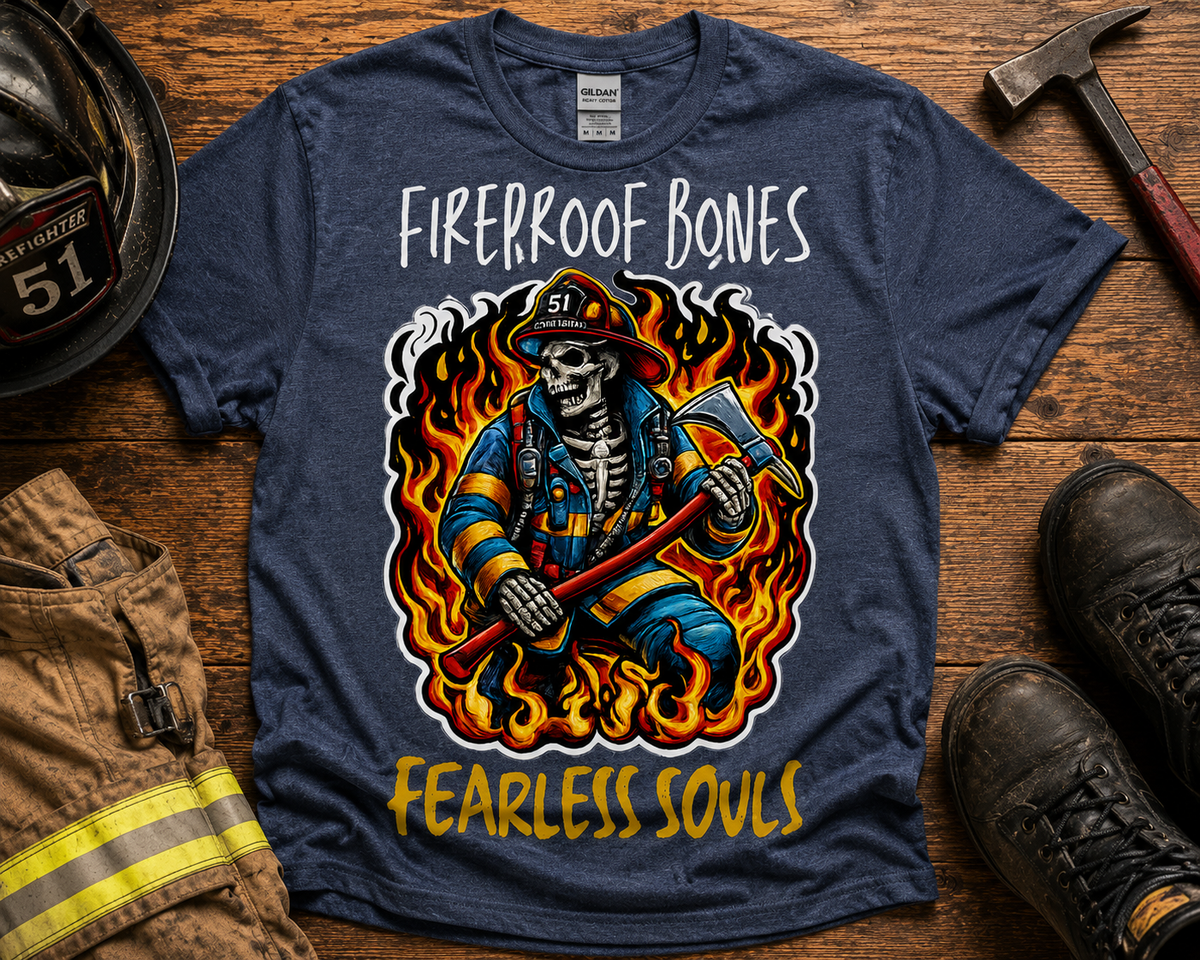 Fireproof Bones Fearless Souls Firefighter Graphic T-Shirt