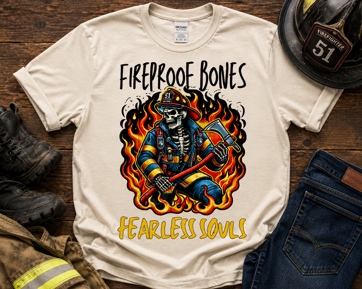 Fireproof Bones Fearless Souls Firefighter Graphic T-Shirt